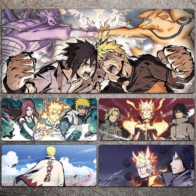 แผ่นรองเมาส์นารูโตะแผ่นรองคีย์บอร์ดอะนิเมะสองมิติสำหรับเด็กผู้ชายเล่นเกมขนาดใหญ่