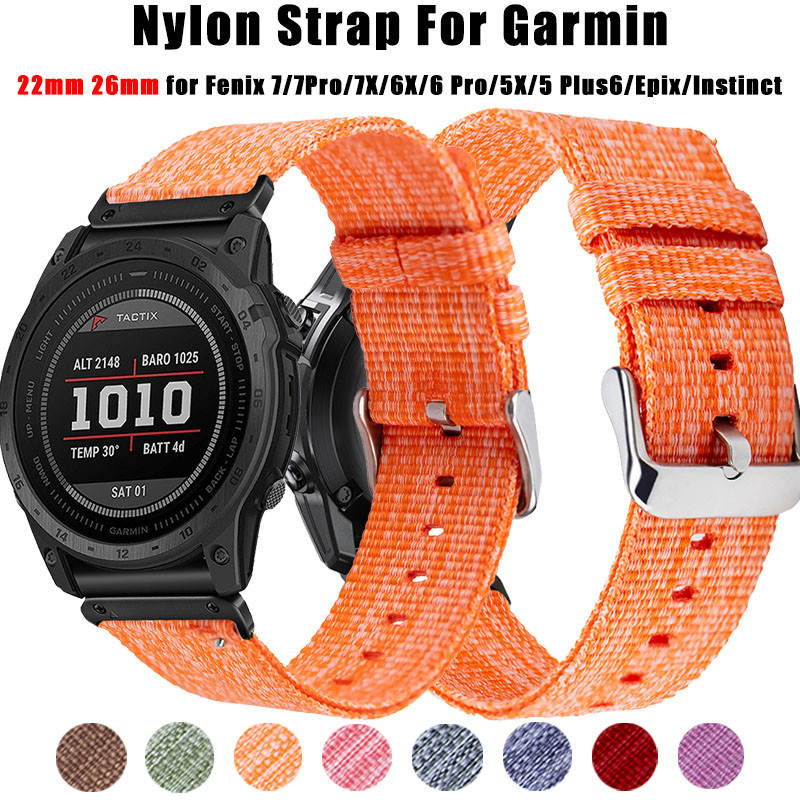 26 มม.22 มม.Garmin Quick Fit ไนลอนสายนาฬิกาสําหรับ Fenix 7/7Pro/7X/6X/6 Pro/5X/5 Plus6/Epix/Instinct เปลี่ยนสร้อยข้อมือ