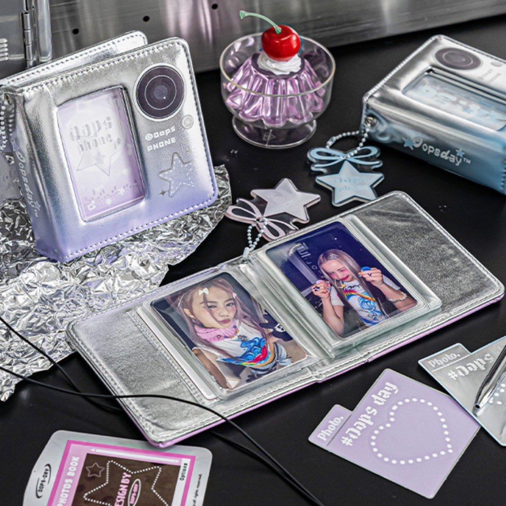 Y2k Mini แบบพกพาผู้ถือบัตร 40 ช่องการ์ดแขนพับอัลบั้มรูป 3 นิ้ว Kpop Photocards จอแสดงผลหนังสือของขวัญ