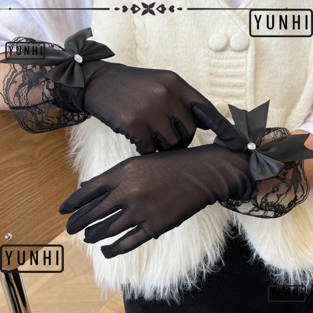Yunhi ถุงมือลูกไม้, ถุงมือแต่งงานเจ้าสาวยืดหยุ่นสูงป้องกันรังสียูวี, ขายร้อนหน้าจอสัมผัสหลวม Breathable Armguard ฤดูร้อน