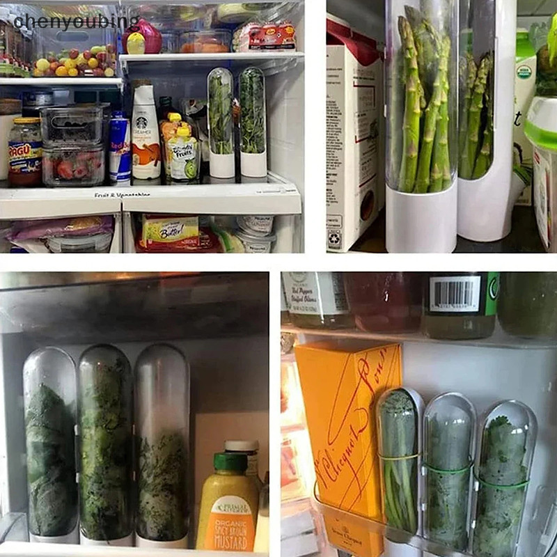 [chenyoubing] Herb Saver Storage Container Fresh Herb Keeper ผักวานิลลาขวดเก็บรักษาสดสําหรับตู้เย็นห้องครัว [TH]