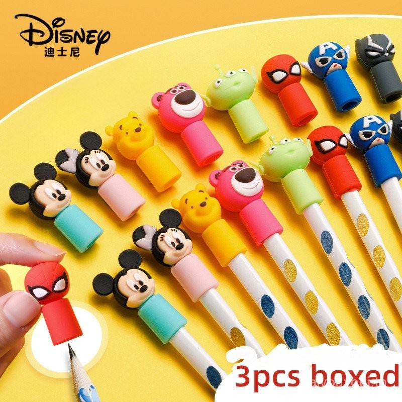 Disney pencil CAP Soft Rubber Cartoon PEN COVER Marvel Spider-Man Winnie The Pooh Bear CUTE Shape pencil COVER
