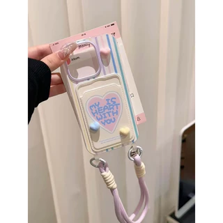 ตุ๊กตารูปหัวใ3มิติสุดน่ารักช่องใส่บัตรพร้อมสายคล้อง เคส IPhone 16 11 13 15 14 12 Pro Max 7 15 8 14 Plus X XS XR Max SE