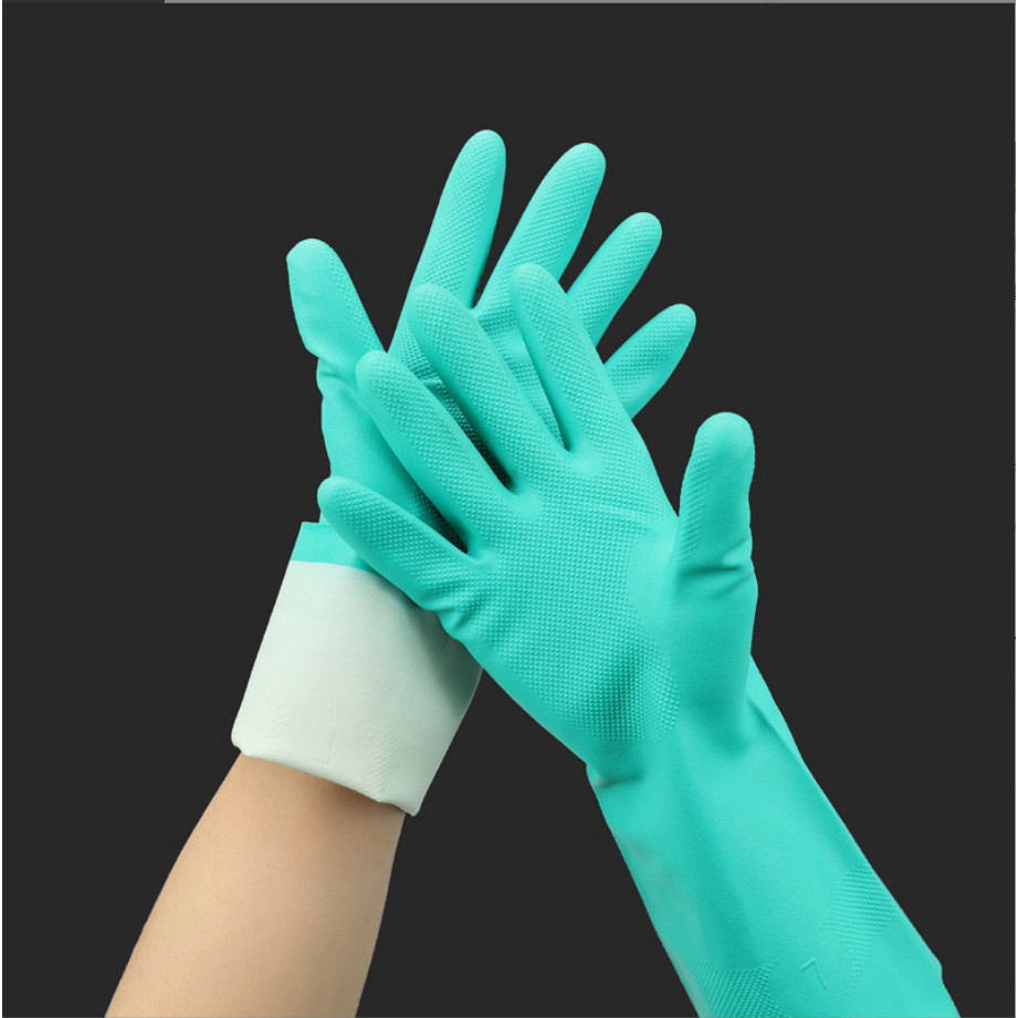 (1คู่) ถุงมือไนไตร ป้องกันสารเคมี Heavy Duty Glove หนา 18 mil S M L