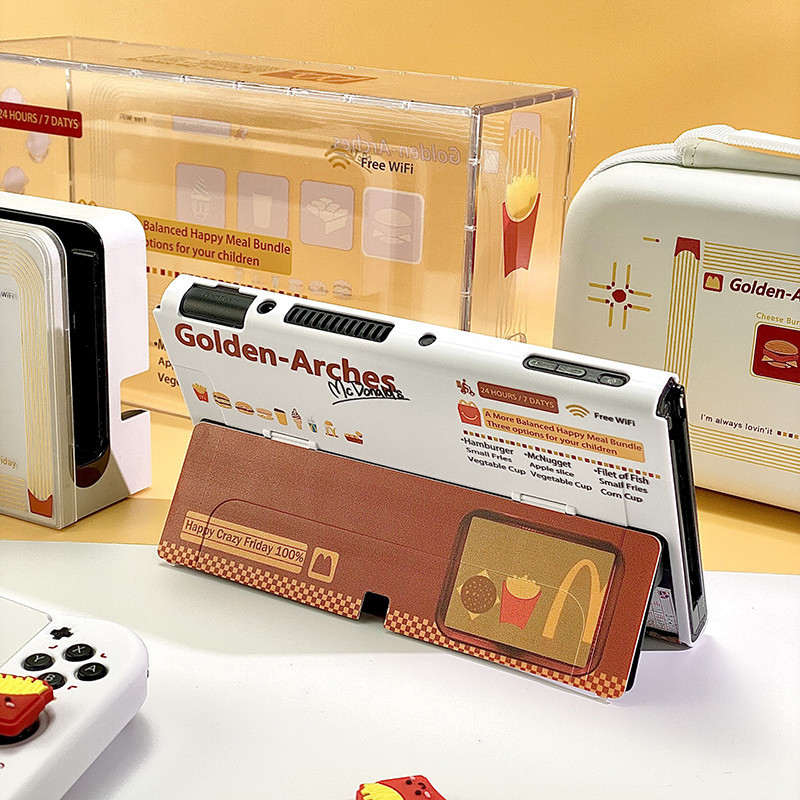 Nintendo Switch Case Burger Fries Theme Case, เคสซิลิโคน Joy Con, เหมาะสําหรับ OLED&V1V2