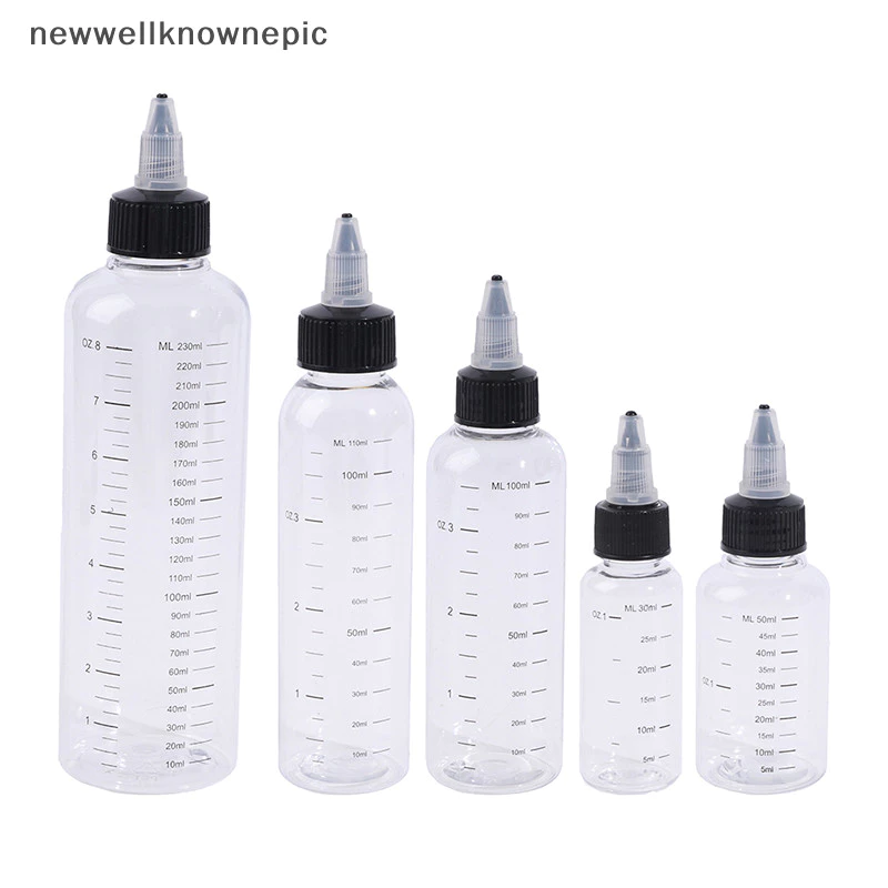 Newwellknownepic 30ml-250ml พลาสติก PET Liquid ความจุขวดหยดหมึกสีภาชนะ TH