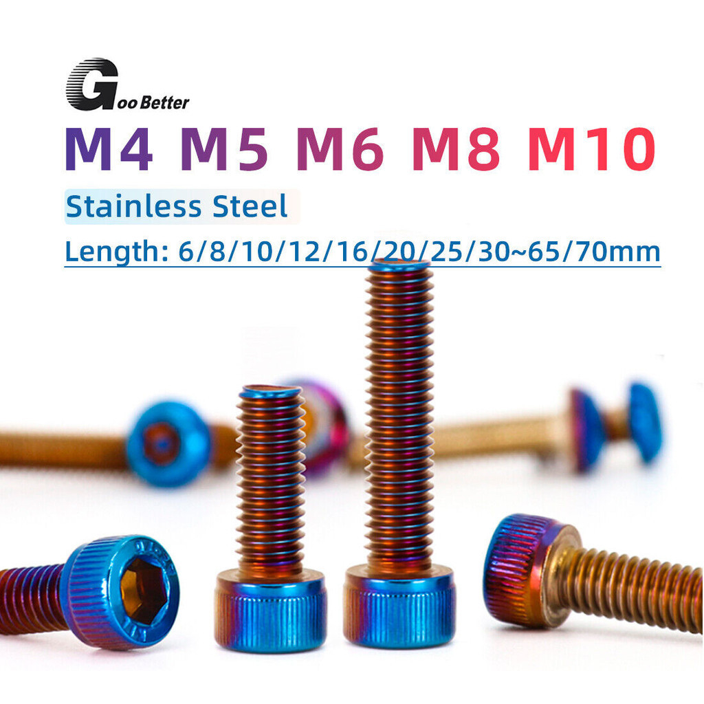1pcs สแตนเลสสตีลซ็อกเก็ตสกรู M4 M5 M6 M8 M10 การใช้ฝาครอบ Bolt Burn Blue เหมาะสําหรับตกแต่งสกรูชิ้นส่วนต่างๆของการปรับเปลี่ยนรถ