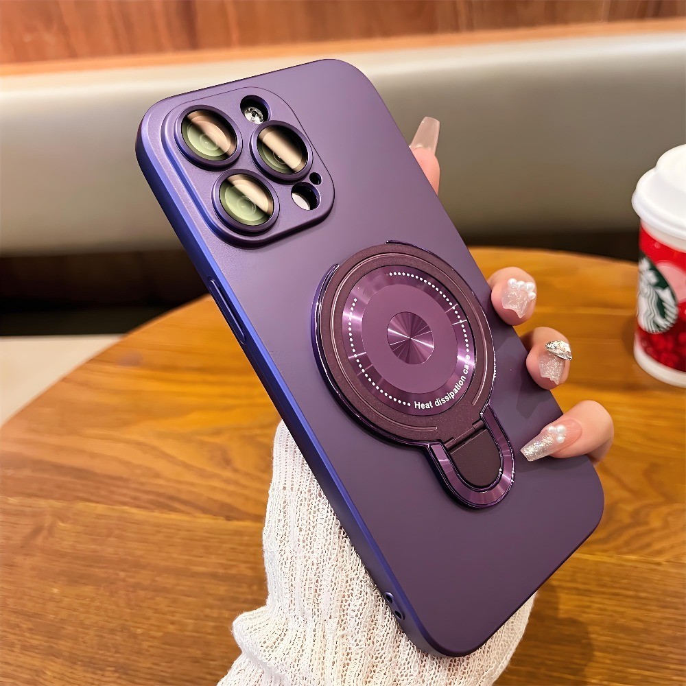เคสโทรศัพท์แบบด้านสําหรับ ไอโฟน 11 12 13 14 15 มือโปร สูงสุด 14 15บวก เลนส์กล้องป้องกันยืนแม่เหล็กนุ่ม กรณี