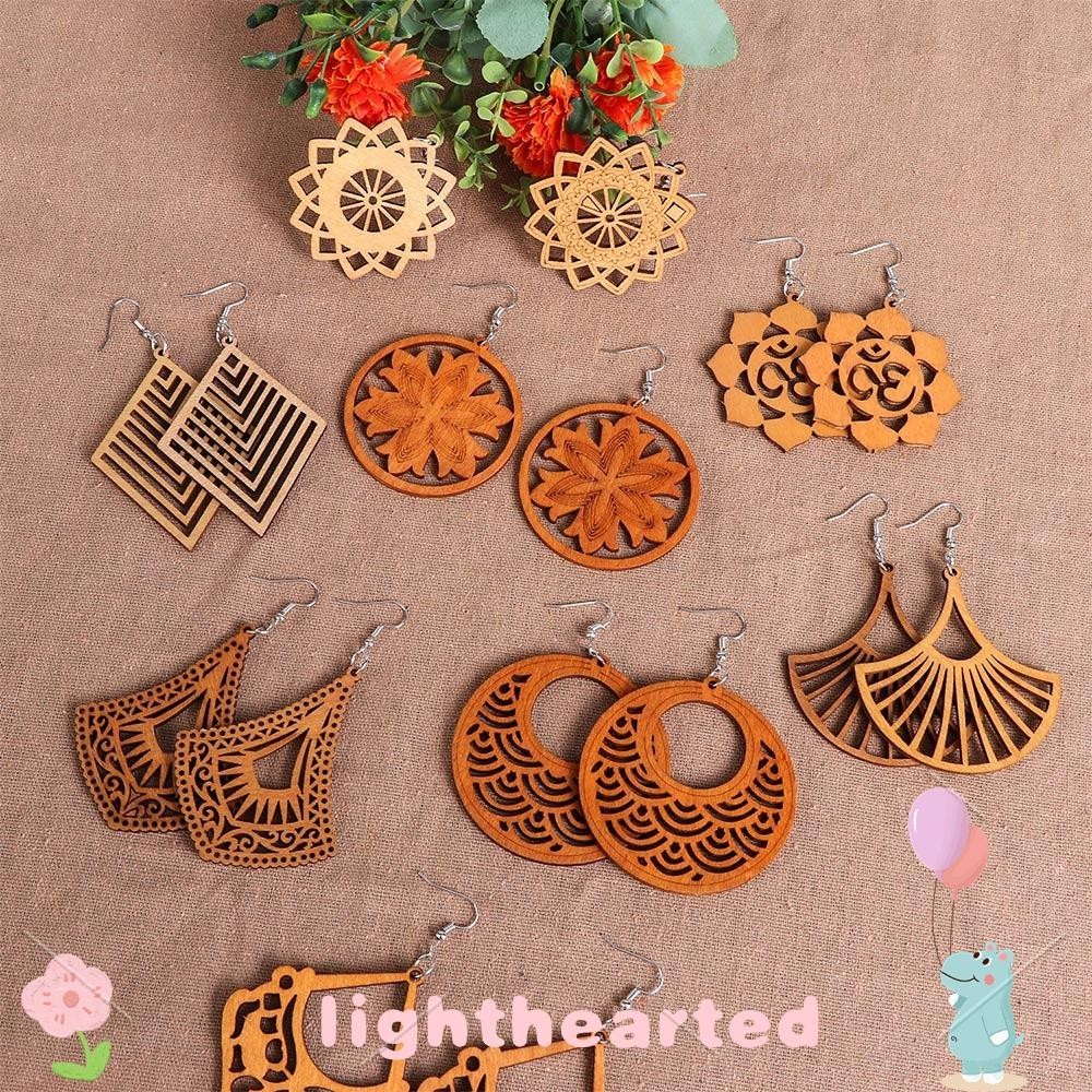 Lighthearted ต่างหูทํา DIY ต่างหูไม้โบฮีเมียนแอฟริกัน