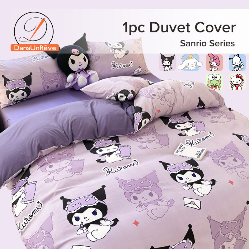 Dansunreve 1ชิ้น ปลอกผ้านวม ไม่มีผ้านวม Sanrio Kuromi Cinnamoroll Pochacco Kitty 6ฟุต/5ฟุต/3.5ฟุต duvet cover