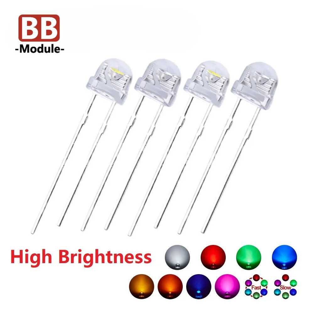 10pcs F5 5 มม.หมวกฟาง LED Emitting Diode Micro Indicator ความสว่างสูงหลอดไฟมุมกว้างโปร่งใส Strawhat
