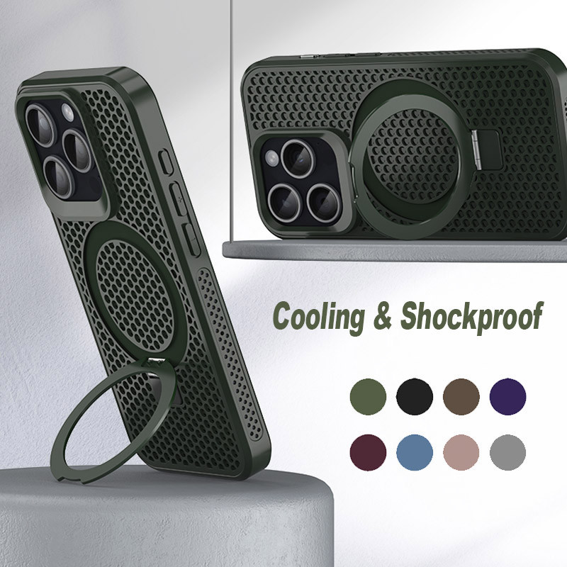 ฤดูร้อนกระจายความร้อนเคสแม่เหล็กสําหรับiphone 15 14 13 12 11 Pro Max 15 Plusตาข่ายระบายความร้อนฝาครอบชาร์จไร้สาย