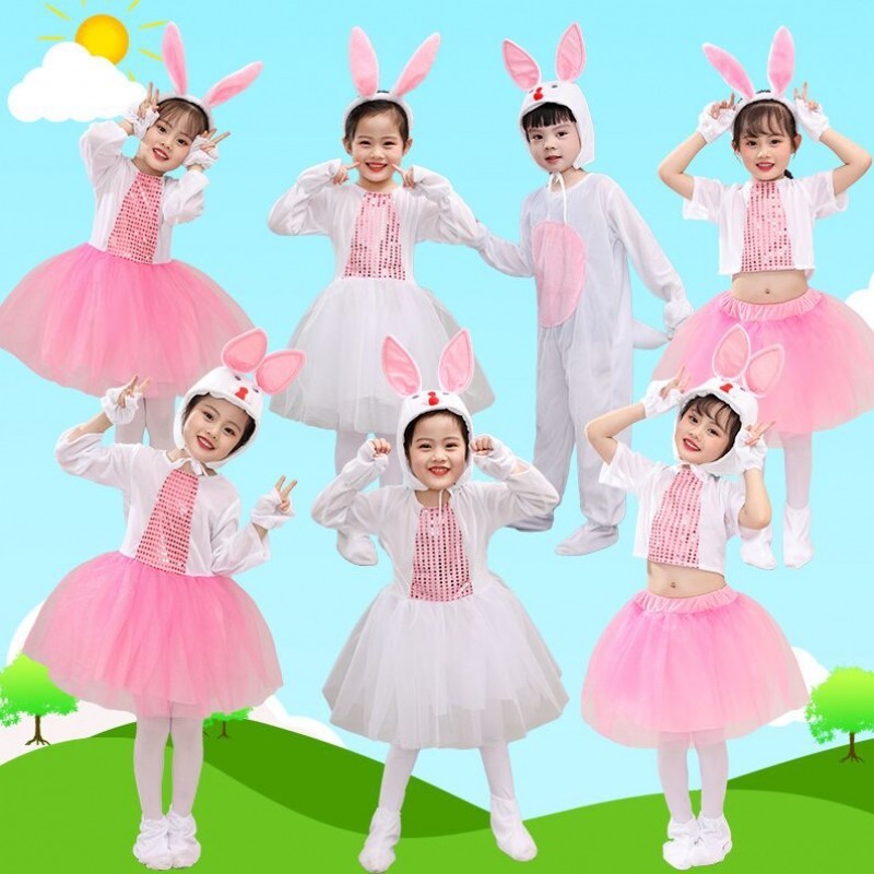 🔥ราคาถูก🔥น่ารัก ขาว กระต่าย รูปแบบการ์ตูน ชุดเด็กผู้หญิง 3 ถึง 14 ปี ชุดคริสต์มาส ลายการ์ตูนสัตว์ ชุดเต้นรํา ชุดคอสเพล ชุดคริสมาสเด็กผู้หญิง ชุดเต้น ชุดน่ารักๆ วันเด็ก ชุดคอสเพลย์