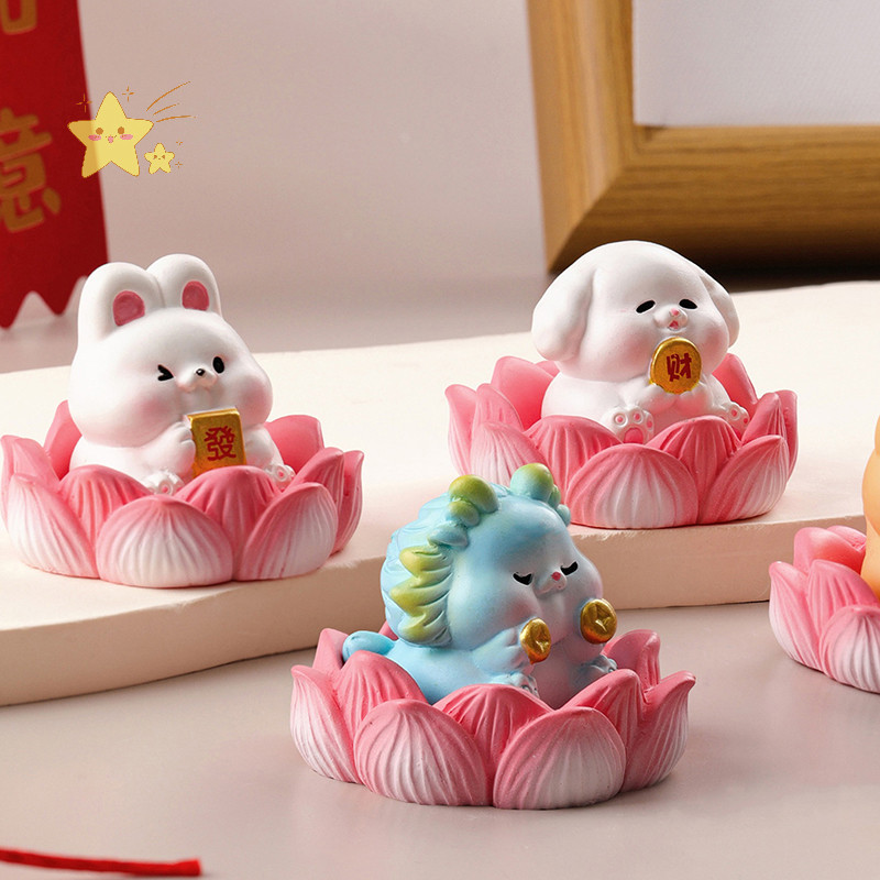 [JBTH] 1pc ตกแต่งบ้านอุปกรณ์โต๊ะตุ๊กตา Miniatures น่ารักการ์ตูนจําลอง Lotus สัตว์เล็ก Micro ภูมิทัศน์เครื่องประดับ [JB]
