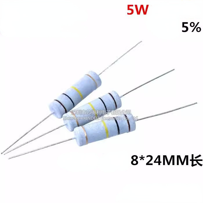 50pcs 5W ฟิล์มคาร์บอน 4 สีแหวน Resistor 3.3 R 33R 330R 3.3K 33K 330K 3M3 Omomoega Precision 5% Plug-