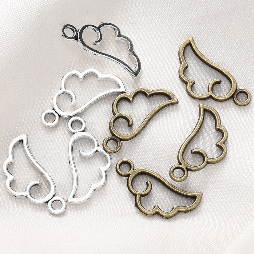 St. kunkka 10-50 ชิ้นโลหะผสมปีกจี้ชุบเงิน Angel Wings จี้สําหรับ DIY สร้อยข้อมือสร้อยคอทํา
