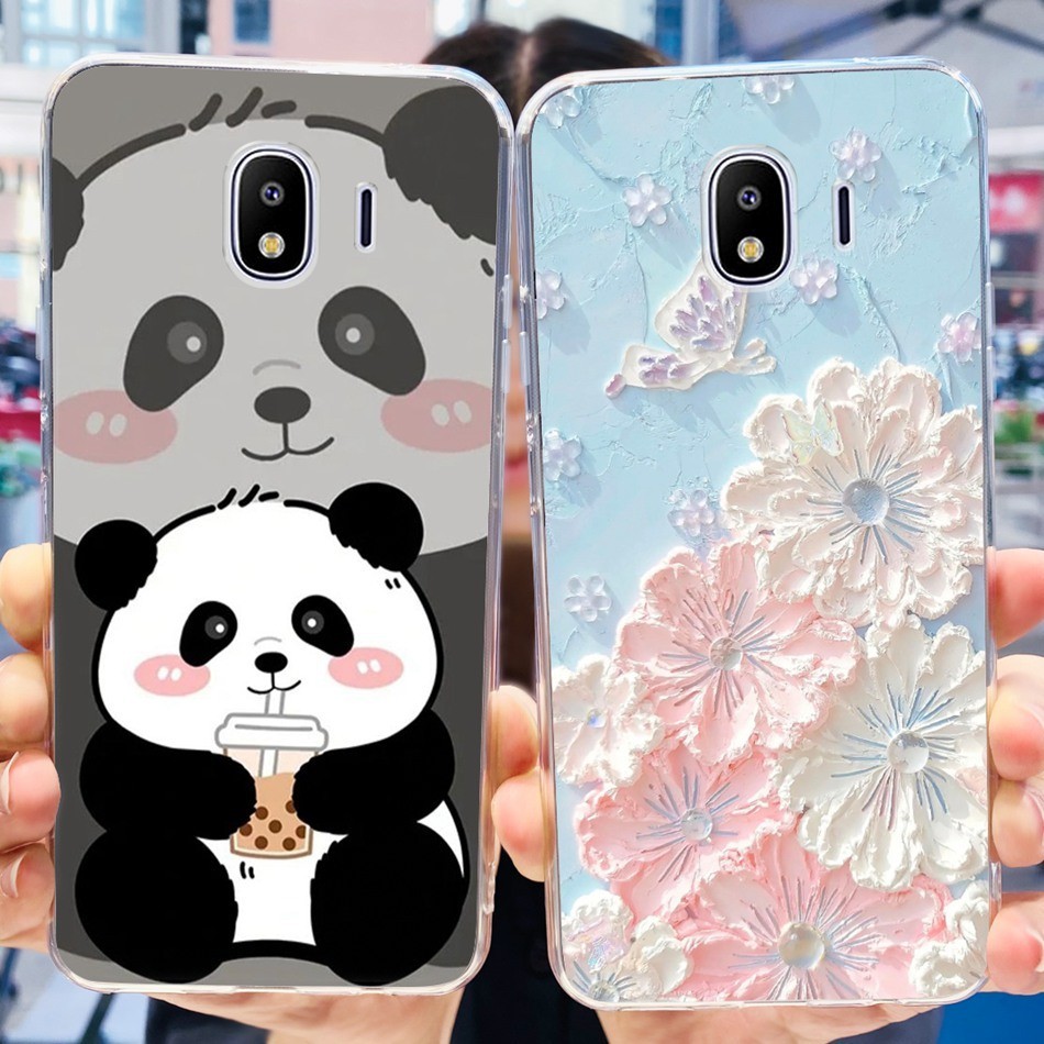 สําหรับ Samsung Galaxy J4 น่ารัก Panda ดอกไม้ทาสีปลอก Samsung J4 2018 SM-J400F J400G J400M ซิลิโคนนุ่ม TPU เคสโทรศัพท์ - รูปที่ 2