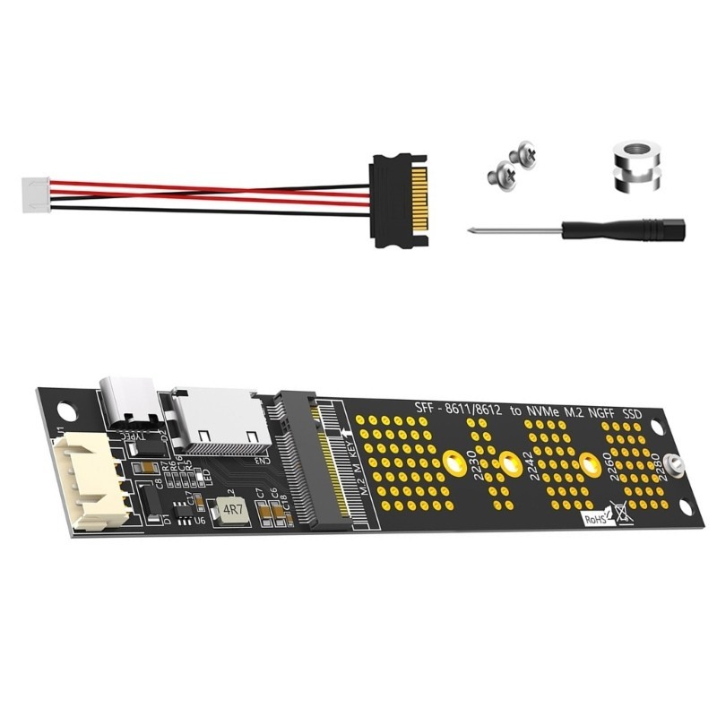 TG M 2 ถึง SFF 8611 SSD อะแดปเตอร์สําหรับ M 2 NVMe SSD การ์ด Ensures การเชื่อมต่อที่เสถียรช่วยเพิ่มป