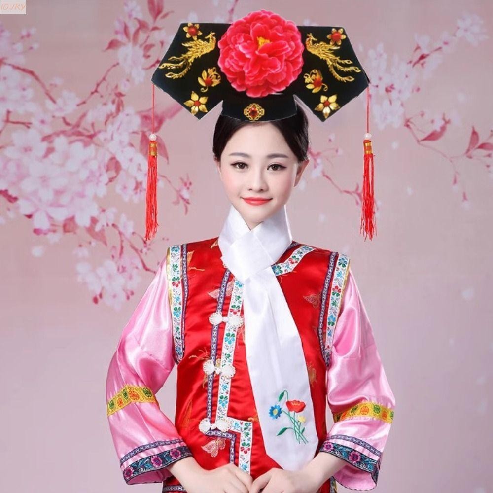ห่วงผมสไตล์จีนสําหรับเด็ก IVORY, พู่ยาว Hanfu ดอกไม้แถบคาดศีรษะ, Retro Noble Consort Flag Head Hair Bands เครื่องประดับผม Royal Court Headdress หมวกคอสเพลย์