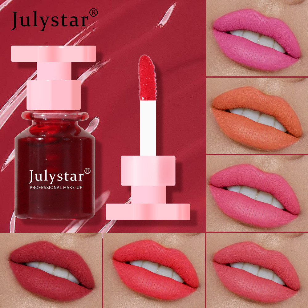 Julystar การค้าต่างประเทศลิปกลอสให้ความชุ่มชื้นยาวนานธรรมชาติไม่ซีดจางลิปย้อมแต่งหน้าข้ามพรมแดนไม่ติดถ้วยหมอกเคลือบลิปสติก
