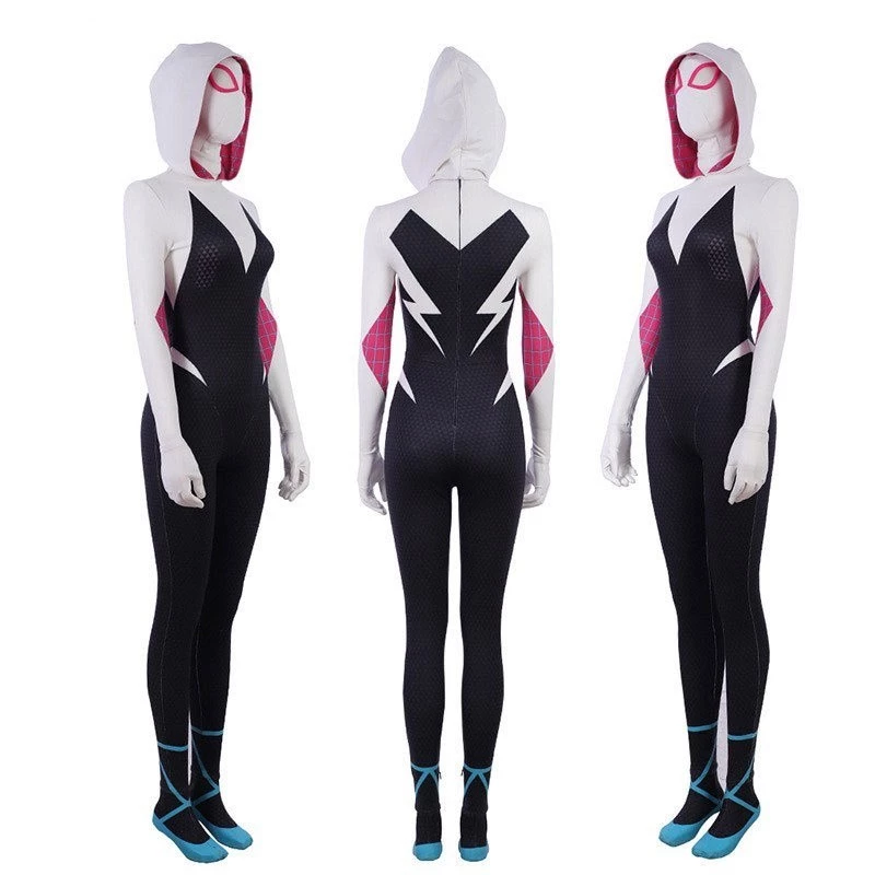 Gwen หญิง Spider-Man cos Spider-Man คู่ขนานจักรวาล jumpsuit คอสเพลย์เครื่องแต่งกายเสื้อผ้าเทศกาลหญิงคอสเพลย์ชุด thumbnail 3