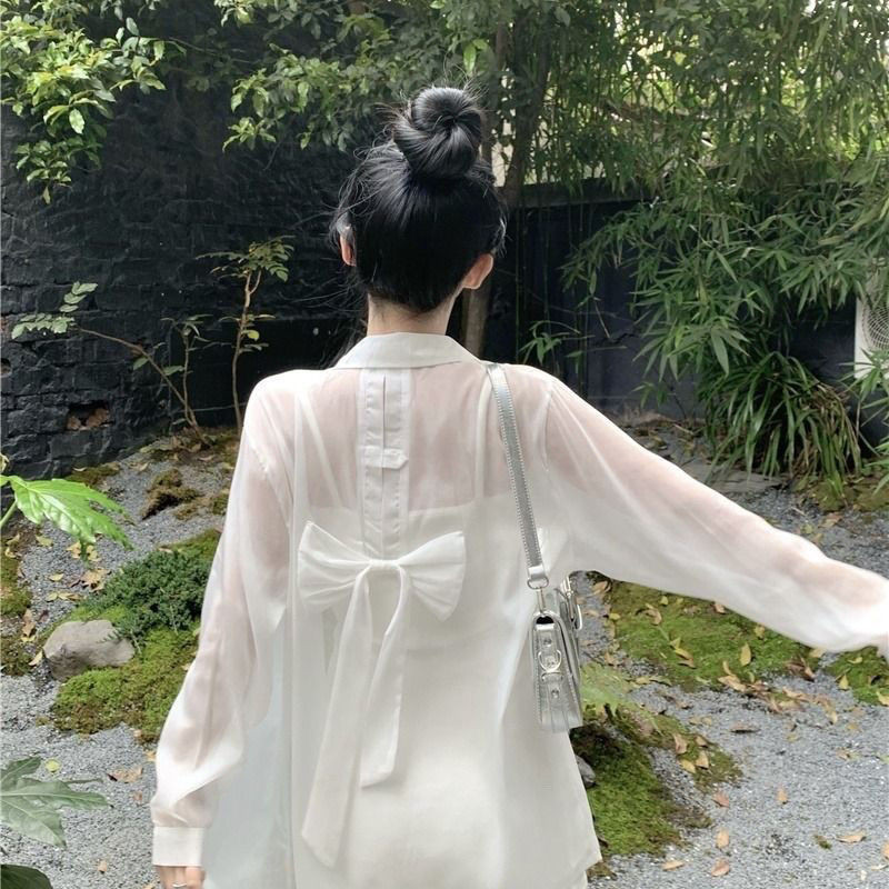 [จุดพร้อมสต็อก] สไตล์ออกแบบกุทัณฑ์ครีมกันแดดเสื้อผ้าฤดูร้อนวันหยุดเทพธิดาต้องมีนักศึกษาวิทยาลัยประเมินโรงงานขนาดใหญ่คุณภาพดีออกแบบโบว์ครีมกันแดดเสื้อผ้าส