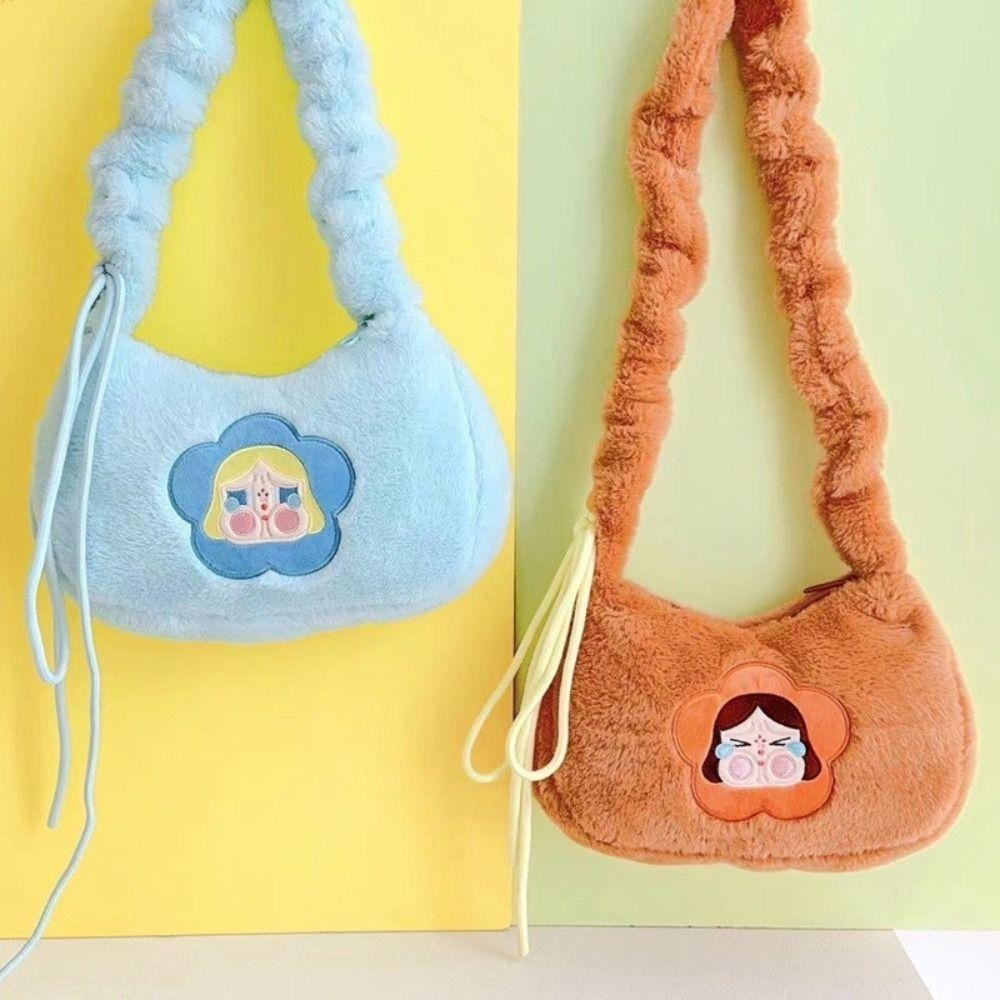 UUMIR กระเป๋าสะพาย POPMART The Powerpuff Girls Underarm Bag, Hot Sale Casual Trend Plush Handbag Lady