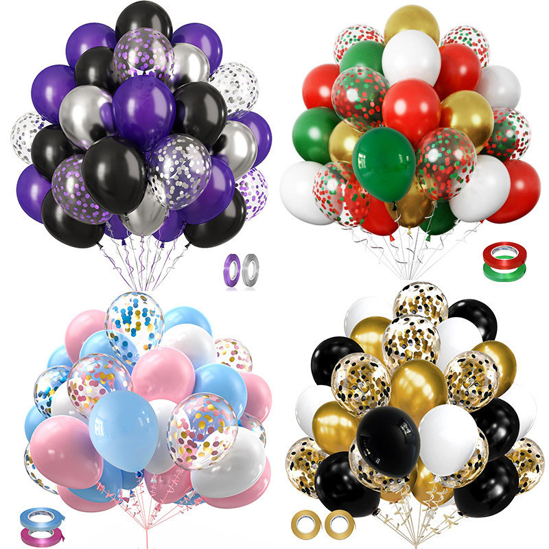 30ชิ้น/เซ็ตสีแดงสีเขียวสีดํา ลูกปา น้ํายางบอลลูนชุดคริสต์มาสฮาโลวีนงานเลี้ยงวันเกิดตกแต่งลูกโป่ง