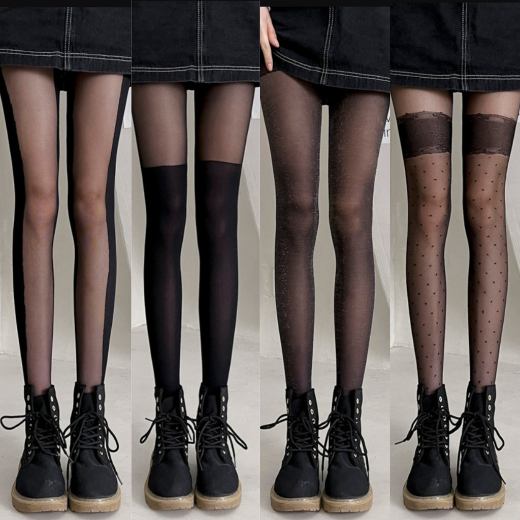 ผู้หญิงผ้าไหม Pantyhose ถุงน่องโบว์หัวใจบาง Lady Tights Pantyhose ไนลอนสีดําไนท์คลับหญิงสุภาพสตรีถุงน่องผ้าไหม Hosiery