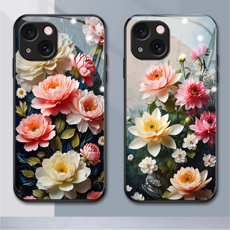 หรูหรา iphone glasscase iPhone 15 15plus 15pro 11 11pro 11promax 12 12mini 12pro 12promax 13 13mini 