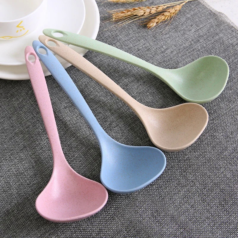 Wheat straw soup spoon Household long-handled porridge spoon kitchen utensils plastic thickened larg