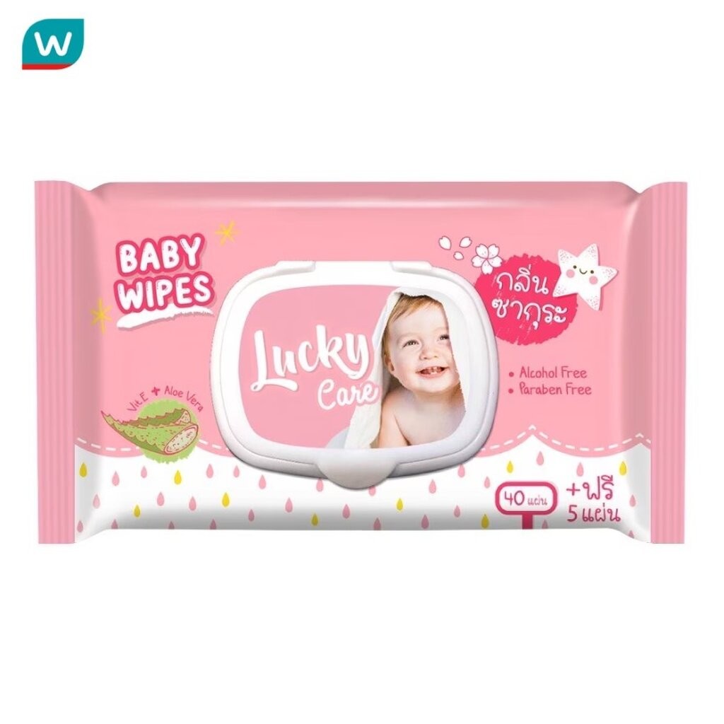 Lucky ลัคกี้ คลีน ทิชชู่เปียก กลิ่นซากุระ 45แผ่น
