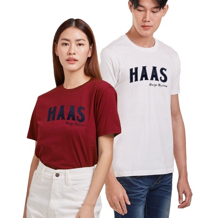 [พร้อมส่ง]]haas เสื้อยืดแขนสั้น unisex ผู้ชาย ผู้หญิง ลายปัก HAAS