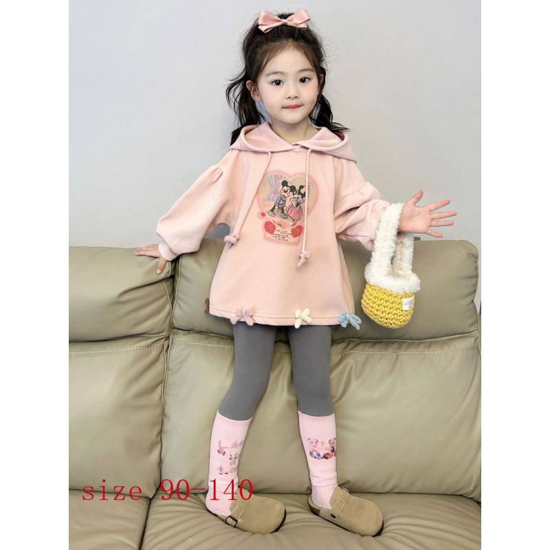 [Aria] 2024 ฤดูใบไม้ร่วงสไตล์ใหม่สีชมพูการ์ตูนมิกกี้เสื้อคลุมด้วยผ้าสาวแฟชั่นด้านบน