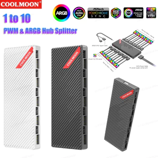 Coolmoon AM10 ARGB Fan Hub 10Port 4pin PWM+3pin 5V M/B Sync