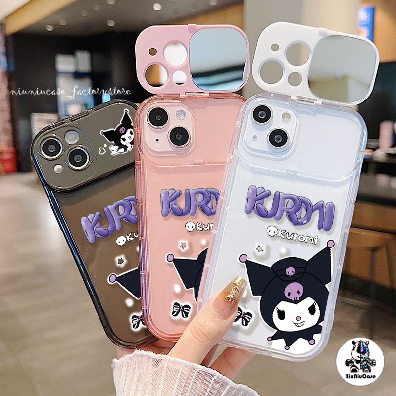 น่ารักสีสันสดใสพร้อมกระจกแต่งหน้าสำหรับ iPhone 11 15 14 13 12 Pro MAX 7 8 14Plus XR X XS เคส Cartoon เคสนิ่ม เคสโทรศัพท์