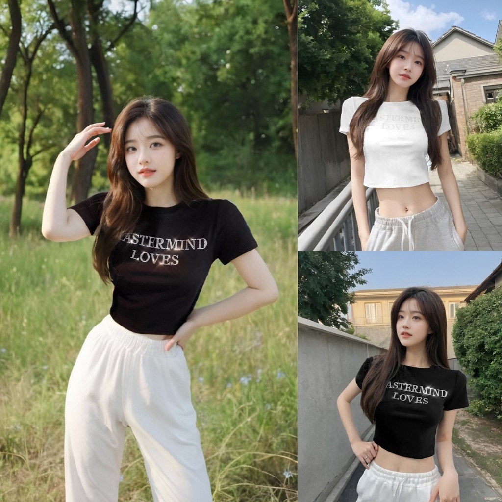 เสื้อครอปสั้นคอกลมเซ็กซี่ ทรงสวยสะดุดตา แขนสั้น สวมใส่สบายด้วยผ้าคอตตอน นำแฟชั่นสไตล์ใหม่