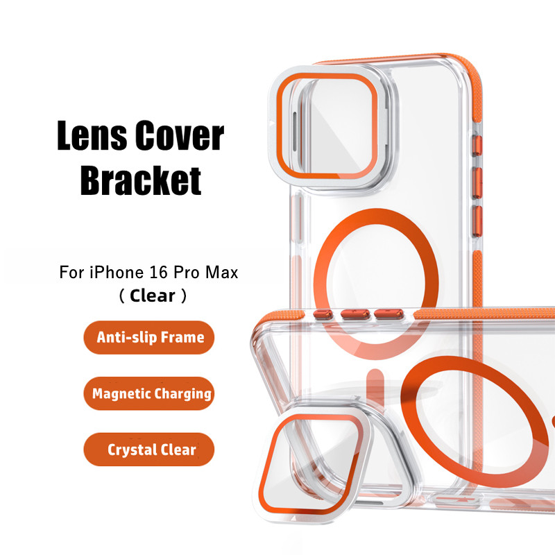 พร้อมฝาครอบเลนส์วงเล็บหรูหรา HD โปร่งใสแม่เหล็กที่แข็งแกร่งเคสโทรศัพท์สําหรับ Iphone 11 12 13 14 15 16 Pro Max Plus กันฝุ่นกรอบกันลื่น Hardcase