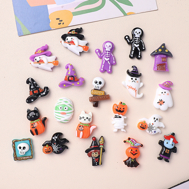 [4 #] การ์ตูนพื้นผิวเงา 20 ฮาโลวีน diy อุปกรณ์เรซินเครื่องประดับ Handmade Hairpin เคสโทรศัพท์ถ้วยน้ํา Headwear ML