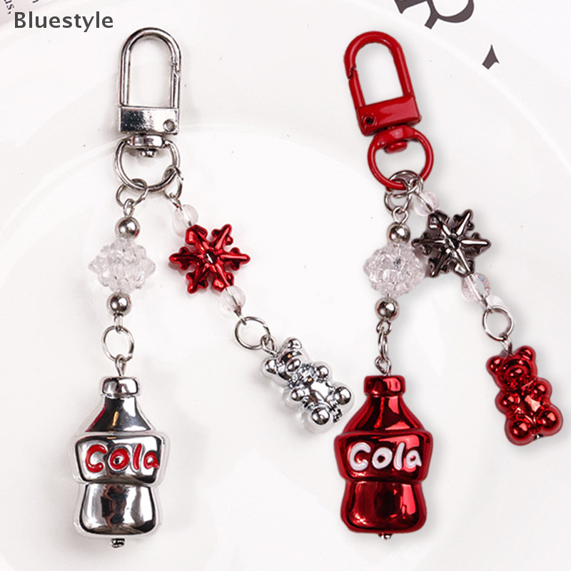 Bluestyle การ์ตูน Cola ขวดพวงกุญแจจี้ Coke Bear Snowflake พวงกุญแจโทรศัพท์มือถือกระเป๋าเป้สะพายหลัง 