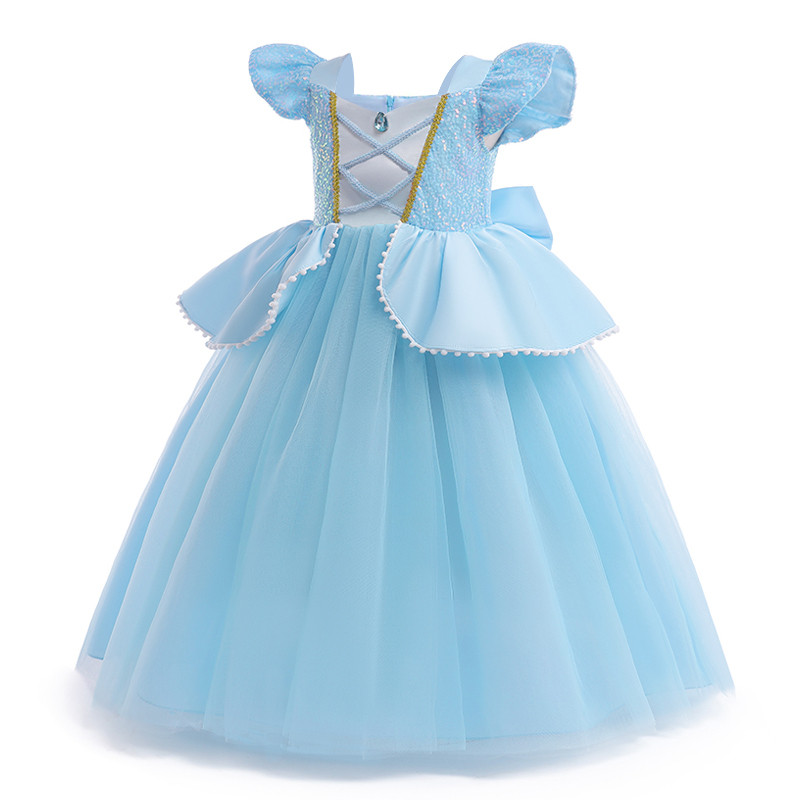 3-10ปีสาวน้อยซินเดอเรลล่าเจ้าหญิงชุดเด็กเล่นตามบทบาทเครื่องแต่งกายฮาโลวีนเทศกาลวันเกิดพรรคสีฟ้าชุดสาวเครื่องแต่งกายชุด - รูปที่ 2