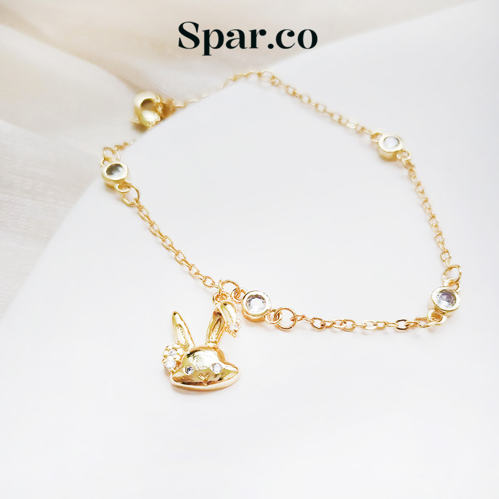 Spar.co สร้อยข้อมือกระต่าย  - จี้กระต่ายน่ารัก ทองแดงชุบทอง  SP-AAD1171
