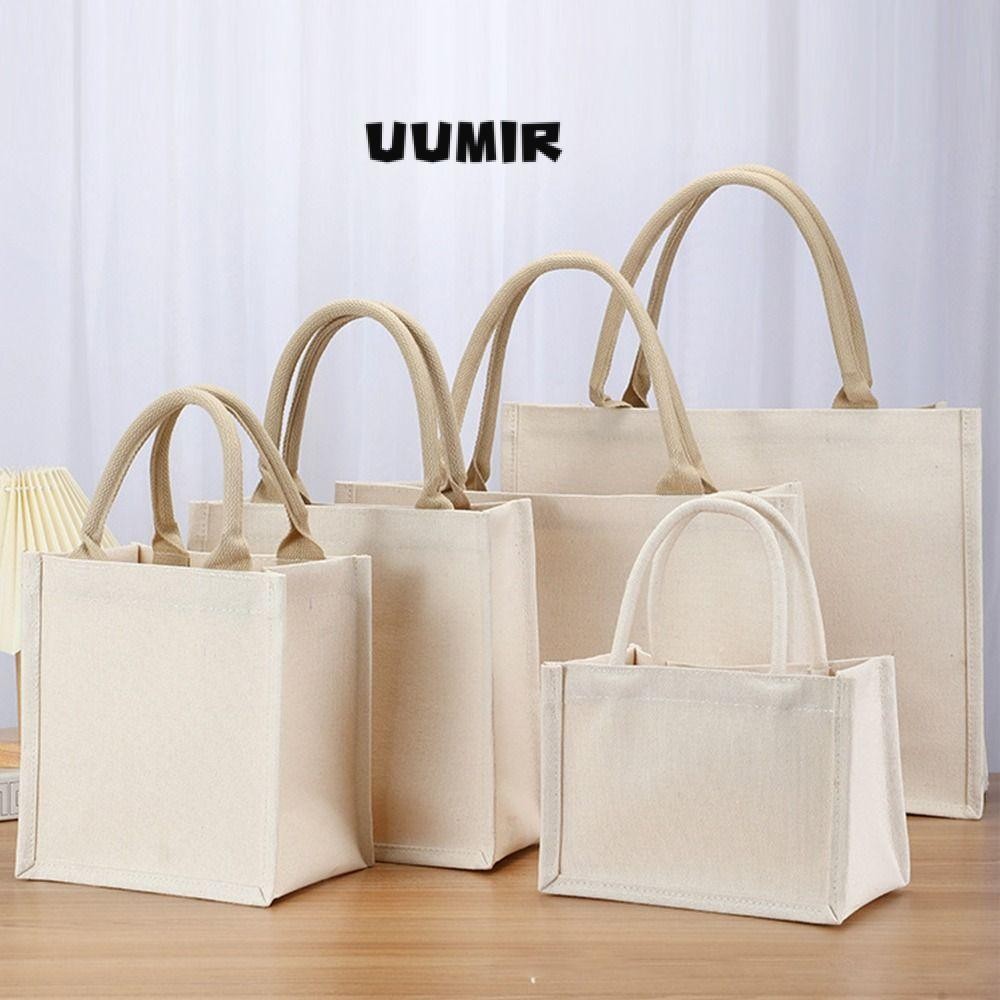 UUMIR กระเป๋าผ้าแคนวาส, DIY Hand Drawn Folding Blank Tote Sack, Storage Bags Daily Commutting Travel Handbag