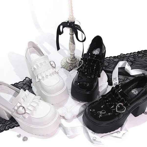 รองเท้าโลฟสำหรับผู้หญิง Mary Jane ส้นหนาพื้นหนาเพิ่มความสูงแฟชั่นลำลอง