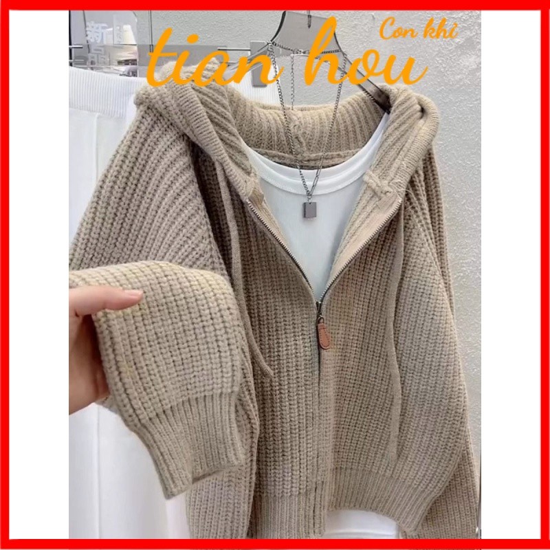 สินค้าใหม่เสื้อคาร์ดิแกนถักมีฮู้ดซิปแบบสั้นสำหรับผู้หญิงฤดูใบไม้ร่วงและฤดูหนาวเสื้อสเวตเตอร์สไตล์วินเทจสไตล์ญี่ปุ่น