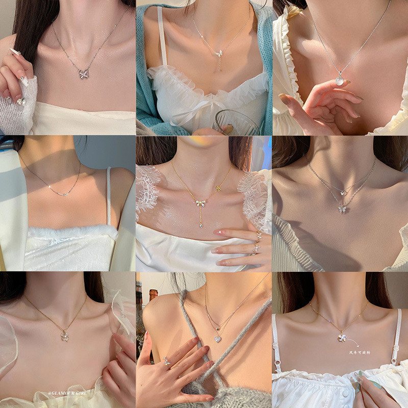 ((Linkการผสมผสาน) เวอร์ชั่นเกาหลี Niche Design สร้อยคอเหล็กไทเทเนียมเครื่องประดับหญิง All-Match High-End หรูหรา Clavi