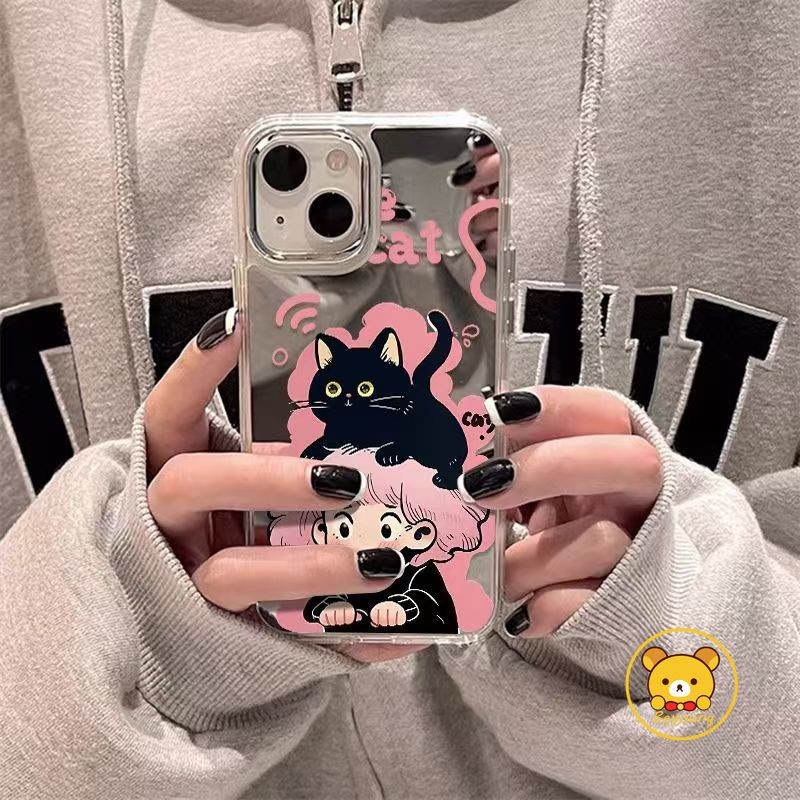 สาวการ์ตูนกระจกสําหรับ Xiaomi Poco C61 C51 C50 C40 C31 X6 F6 F5 M6 Pro Redmi 12R 10C K70E K60 K50 Pr