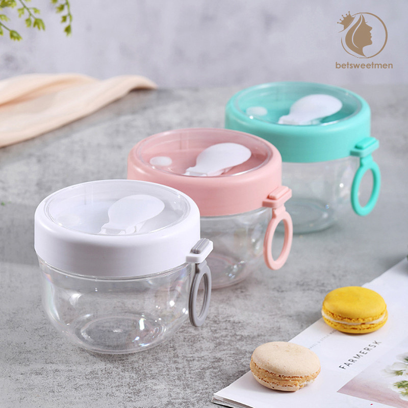[PE] Overnight Oats Jar คอนเทนเนอร์ถ้วยข้าวโอ๊ตแบบพกพาพร้อมฝาปิดและช้อนขวดใส่อาหาร TH