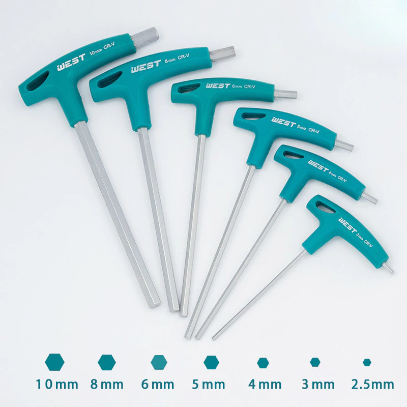 7pc CF 2mm-8mm T Type Hex Key ชุดประแจอัลเลนหกเหลี่ยมพร้อมที่จับยาง