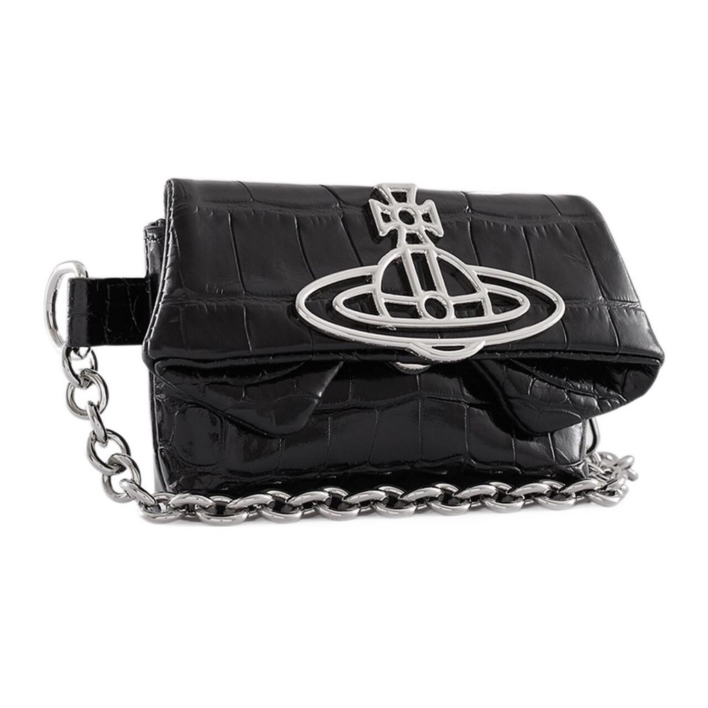 Vivienne Westwood Snap Button Opening Closed Crocodile Pattern Calfskin กระเป๋าคาดเอว